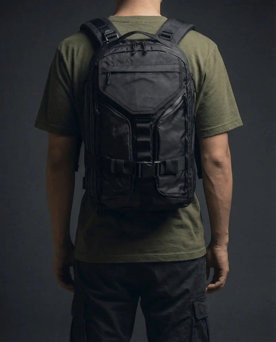 Nectrum Vanta 22 EPX on model — commuter backpack lifestyle, urban professional