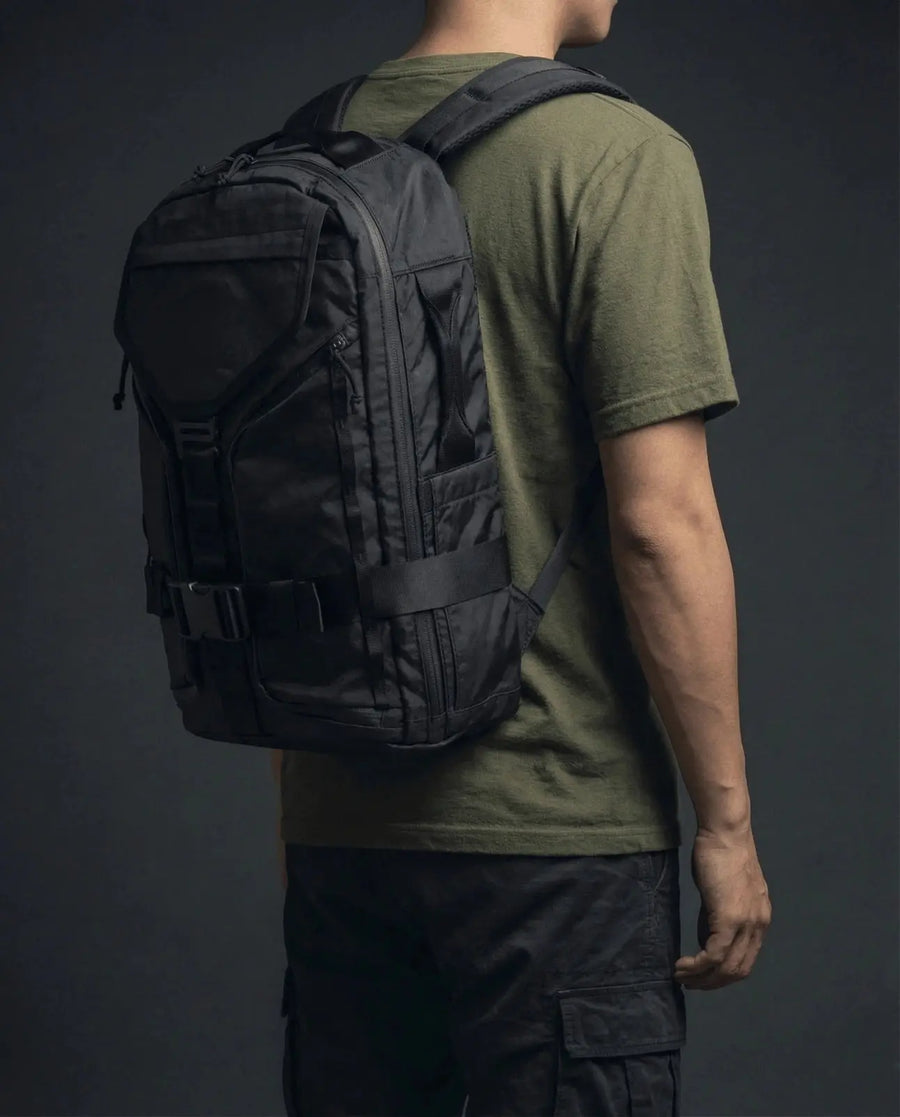 Vanta 22 EPX commuter backpack — rear lifestyle shot showing ergonomic fit on model